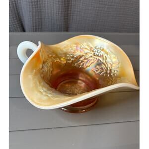Carnival Glass Peach Opalescent Bowl Holly Berry Pattern
